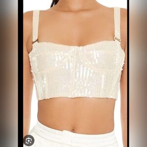 Forever 21 Sequin Ivory Crop Top